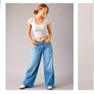 NWT AE Dreamy Drape Baggy Ultra Wide-Leg Super High-Waisted Jeans